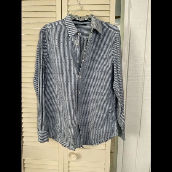 Perry Ellis long sleeve button down striped with dots shirt - Picture 4 of 6